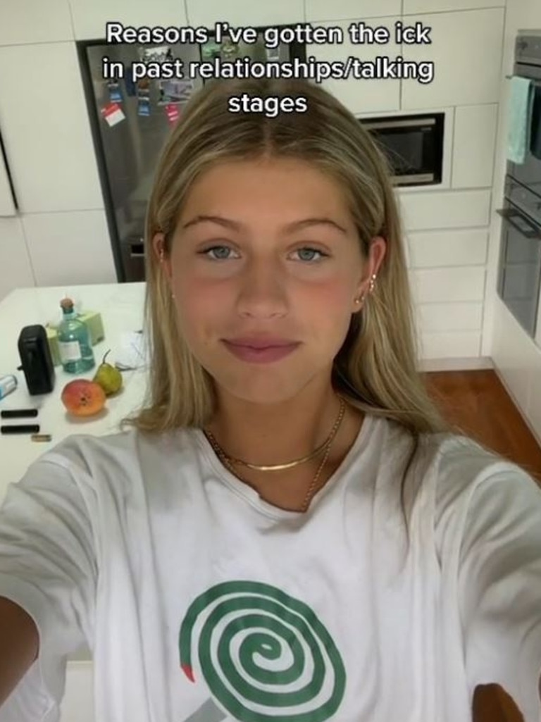 A TikTok user listed some of the reasons she got ‘the ick’. Picture: TikTok/chloefrance