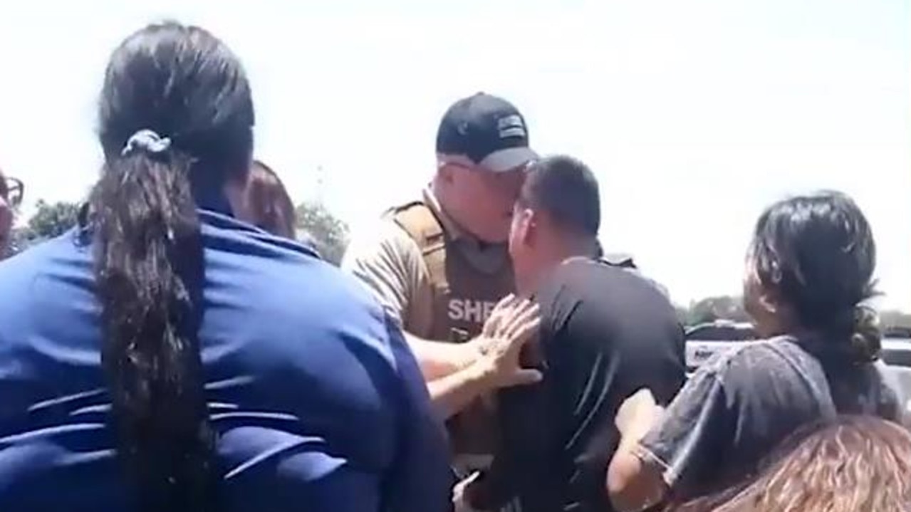 The livestreamed footage captured the unbearable anguish as parents rushed to Robb Elementary School in Uvalde. Picture: Twitter