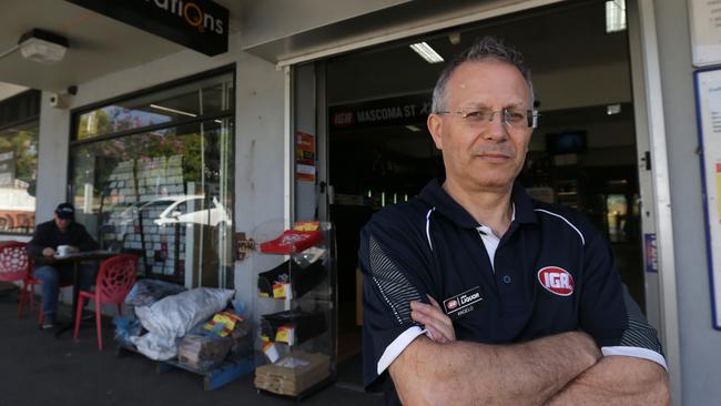 Angelo Giannetta’s IGA supermarket has been broken into four times in three years. Cigarettes are the only thing that have been stolen each time. Picture: George Salpigtidis. 