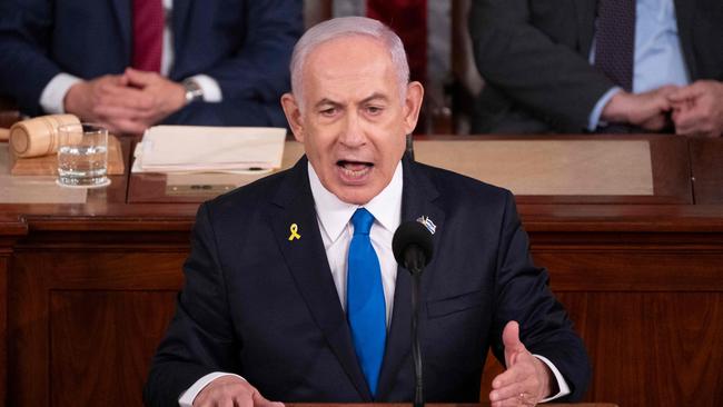 Israeli Prime Minister Benjamin Netanyahu addressing Congress in Washington last year. Picture: AFP