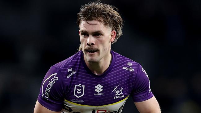 SYDNEY, AUSTRALIA - JULY 26: Ryan Papenhuyzen of the Storm runs the ball during the round 21 NRL match between Parramatta Eels and Melbourne Storm at CommBank Stadium, on July 26, 2024, in Sydney, Australia. (Photo by Brendon Thorne/Getty Images)