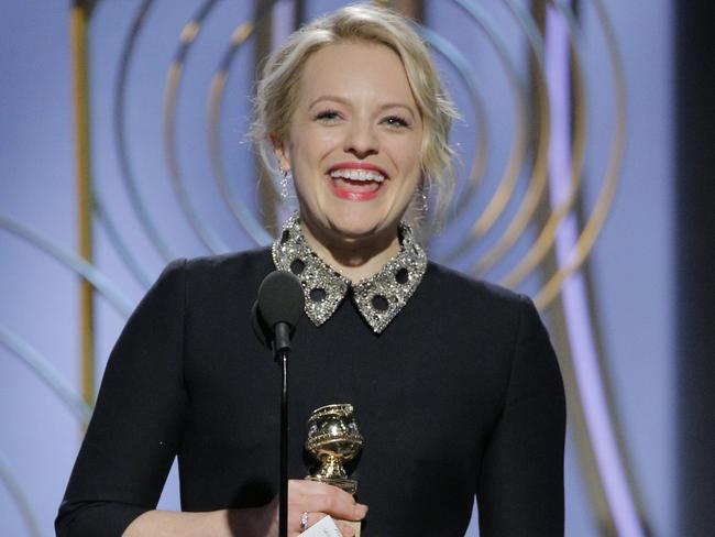 Moss accepting her Golden Globe. Picture: Paul Drinkwater/NBCUniversal via Getty Images