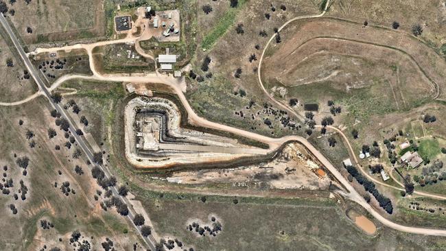 A satellite view of mining operations at the Dartbrook Mine near Aberdeen in the Hunter Valley. Picture: Nearmap