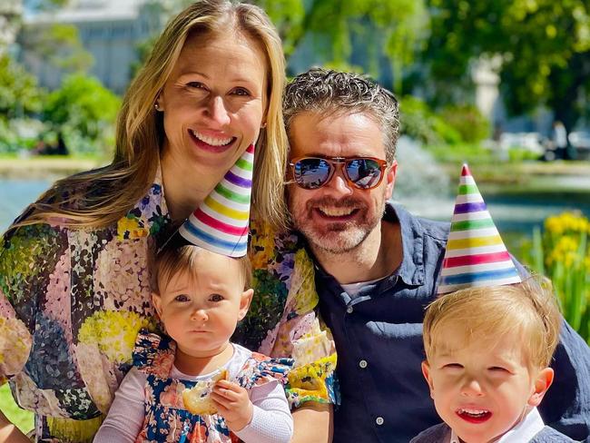 Jock Zonfrillo and wife Lauren and kids Alfie and Isla. Picture: jockzonfrillo/Facebook