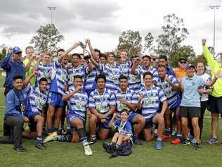 The grand final-winning Brothers under-17 team that has shared recent premierships together. Brothers are back in the title hunt in Saturday night's under-18 grand final. Picture: Regi Varghese