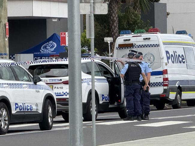 Police in Parramatta after a woman died in a fall from her seventh-floor balcony. Picture: Supplied