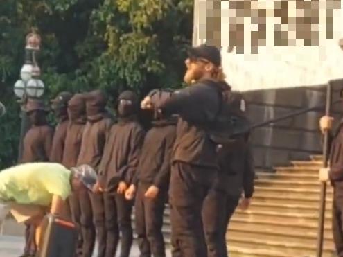 National Socialists demonstrated on the steps of the Victorian Â Parliament on 20 December 2024 with a banner emblazoned with the slogan Jews Â hate freedom. Picture: X.