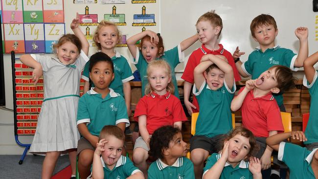 MY FIRST YEAR: Funny faces. Kuluin State School Preps. Picture: Patrick Woods.