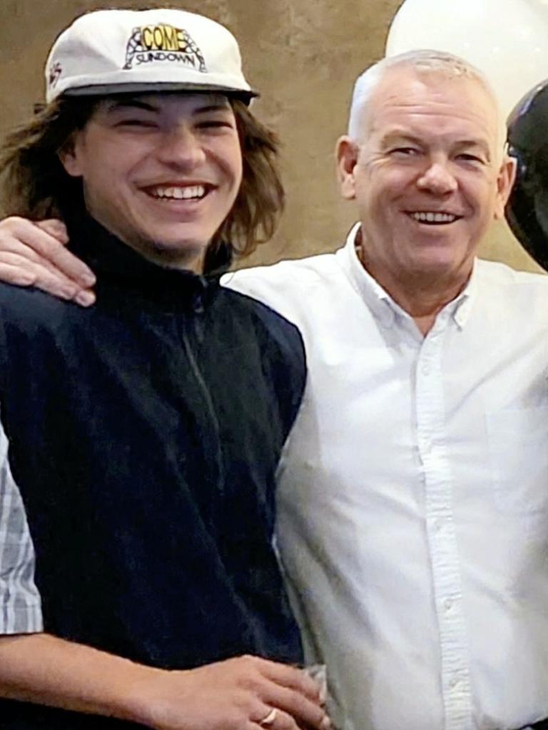 Charlie with his father, SA Police Commissioner Grant Stevens.