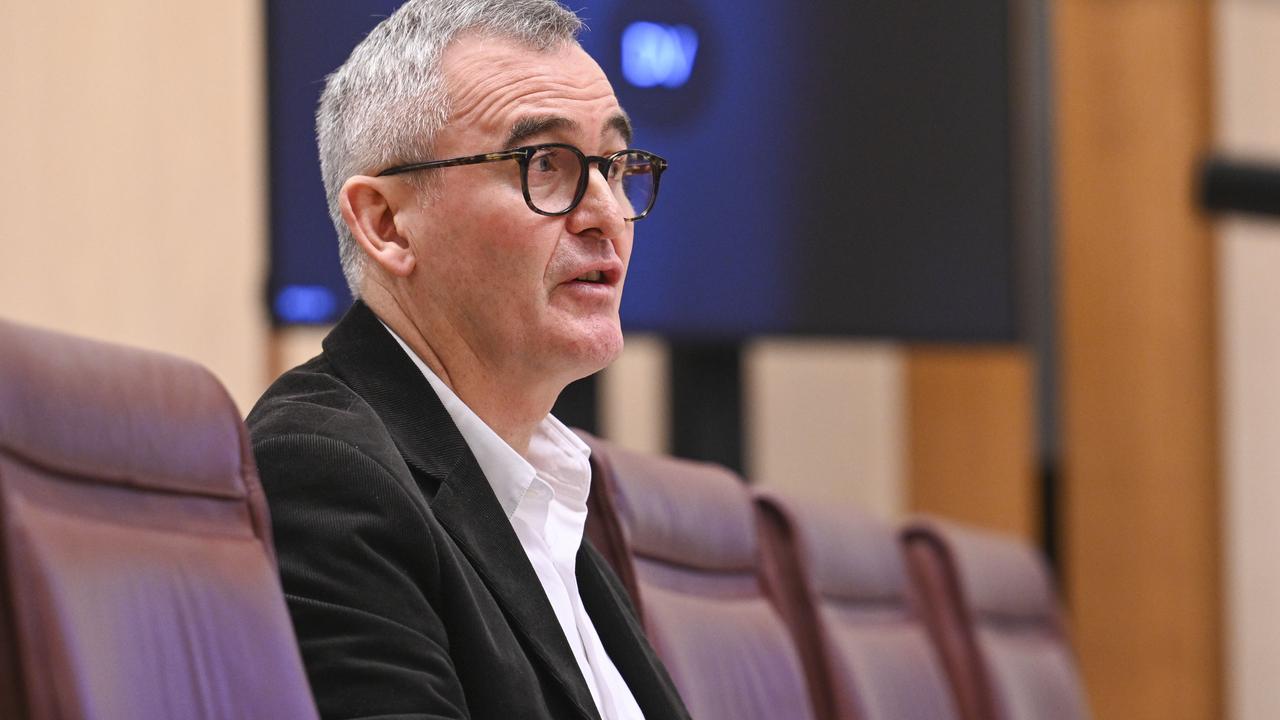 Woolworths CEO Brad Banducci appears before the Senate Select Committee on Supermarket Prices at Parliament House in Canberra. Picture: NCA NewsWire / Martin Ollman