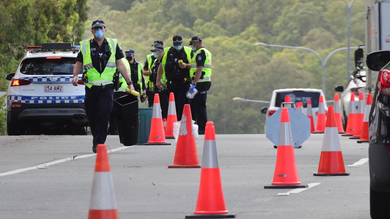 A large police RBT unit packs up after an operation. Picture Glenn Hampson.