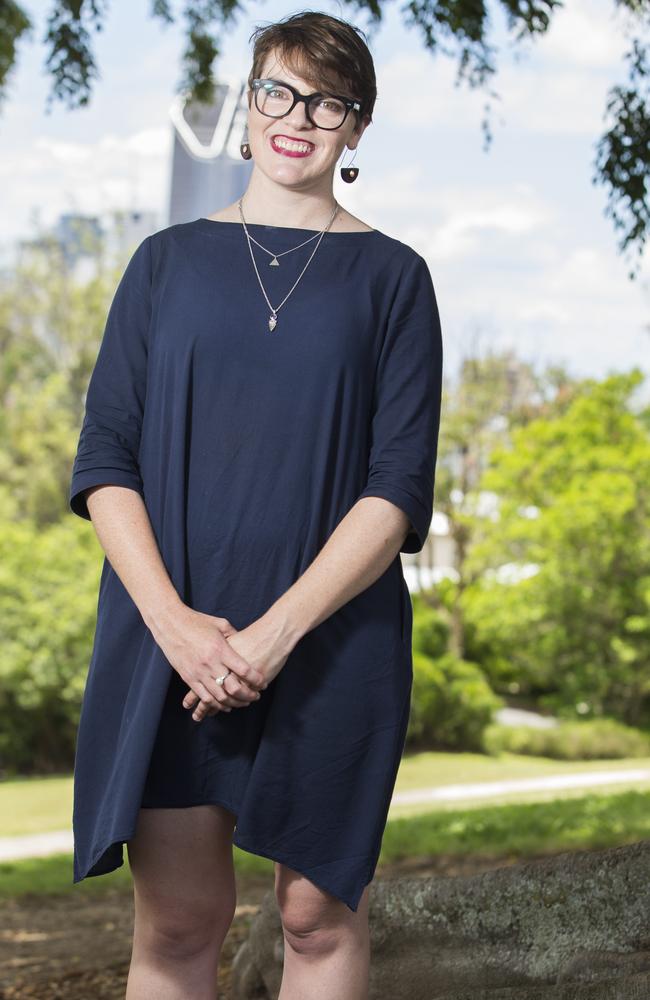 Greens candidate for South Brisbane Amy McMahon has a lead in the polls over incumbent and Deputy Premier Jackie Trad. Picture: Lachie Millard