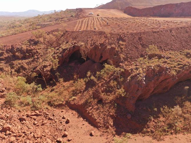 In May 2020, mining giant Rio Tinto blasted Juukan Gorge, one of the earliest known sites occupied by Aboriginals in Australia, to expand an iron ore mine in WA. Picture: AFP Photo / PKKP Aboriginal Corporation.