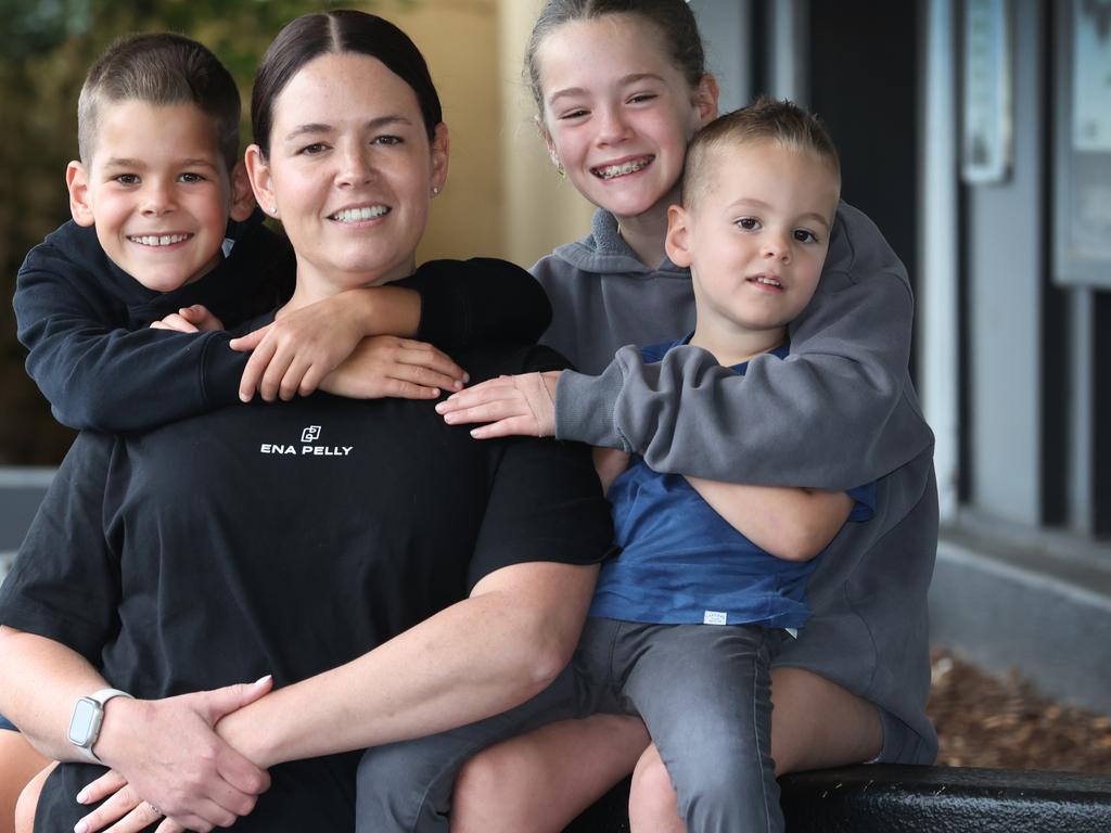 Kylie Pardo with children Henri, 8, Iva 10 and Seve, 3. She says the clinical trial was a ‘life saver’. Picture: David Caird