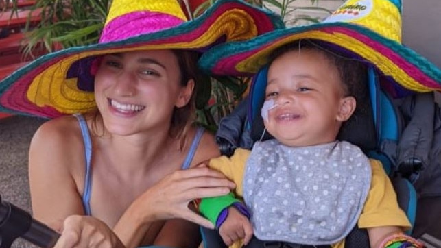 Gabrielle with her toddler son Jaylen who will now requires lots of medical care after being diagnosed with a rare seizure condition. Photo: Go Fund Me.