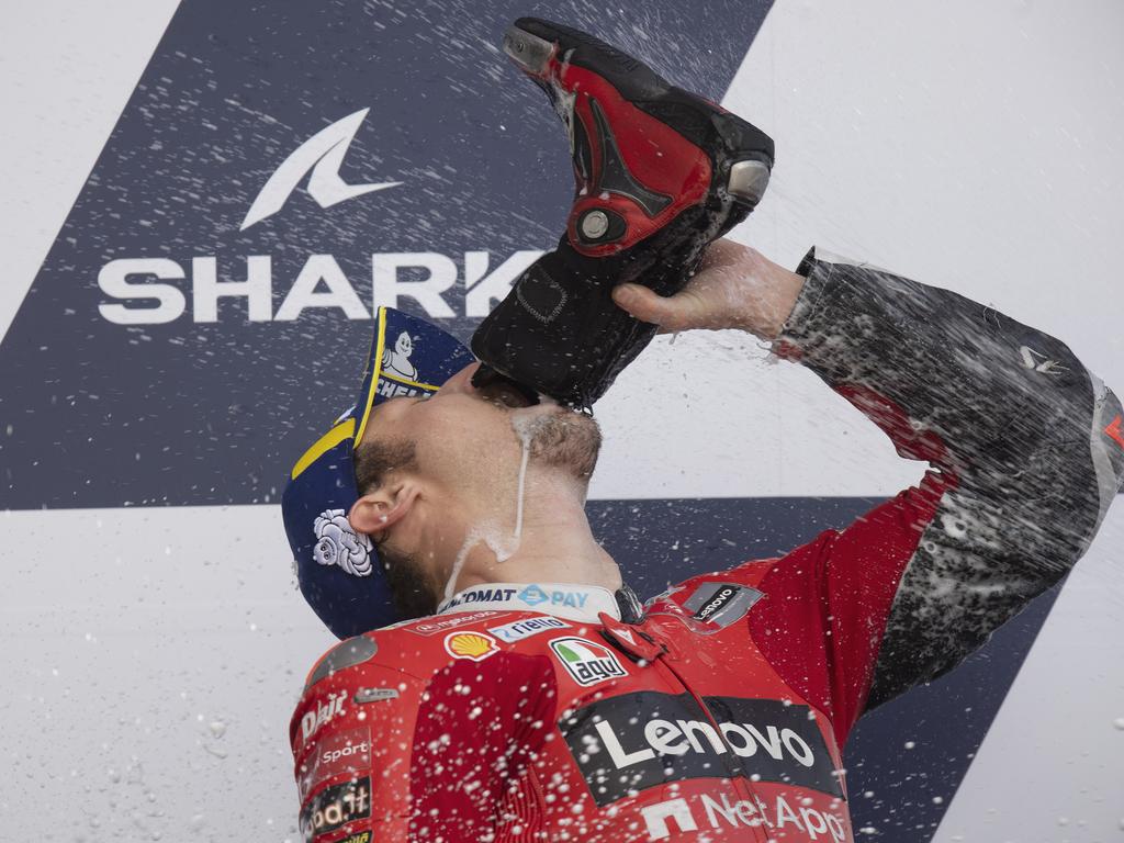 Jack Miller is hoping for more celebrations like this in the back half of the MotoGP season. (Photo by Mirco Lazzari gp/Getty Images)