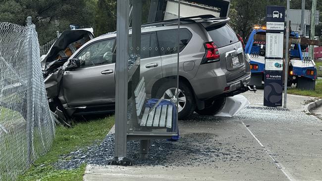 Car slams into Southport bus stop. Picture: Supplied