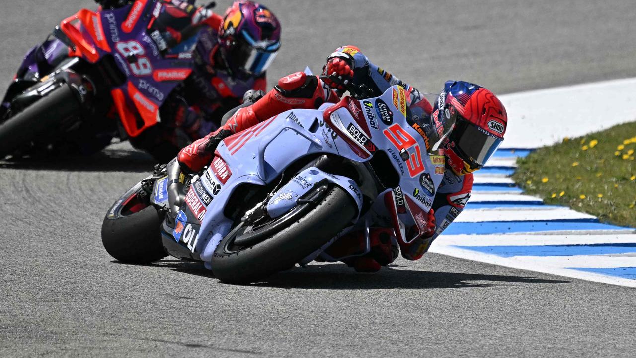 Marc Marquez will begin the Spanish MotoGP from pole position. (Photo by JORGE GUERRERO / AFP)