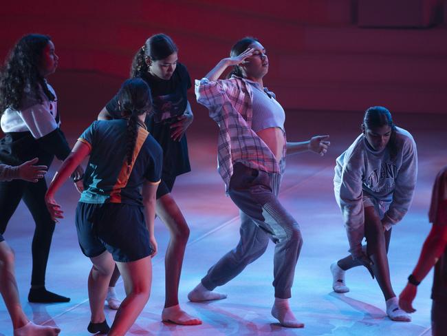 Behind the scenes at Creative Generation Rockeisteddford 2022. Indigenous dancer Mia Sandow (Year 10) Murgon State High School. Picture: Nigel Hallett