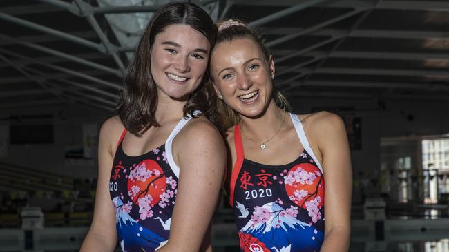 Kiera Gazzard with Amie Thompson at the announcement of their Tokyo selection. Pic: Gary Ramage.