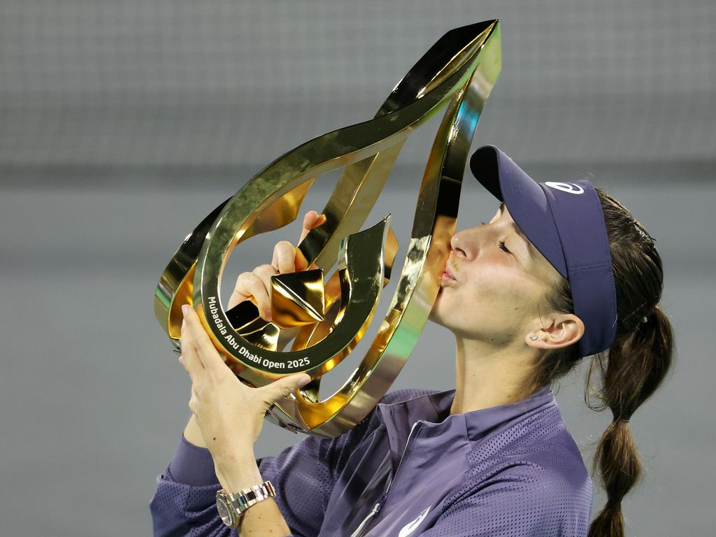 Before new mum Belinda Bencic won the WTA 500 event in Abu Dhabi. (Photo by Christopher Pike/Getty Images)