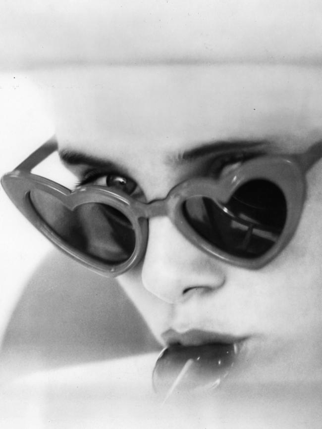 Sue Lyon stars in the original raunch film, sucking a sucker in a scene from the film ‘Lolita’, 1962. Picture: Getty