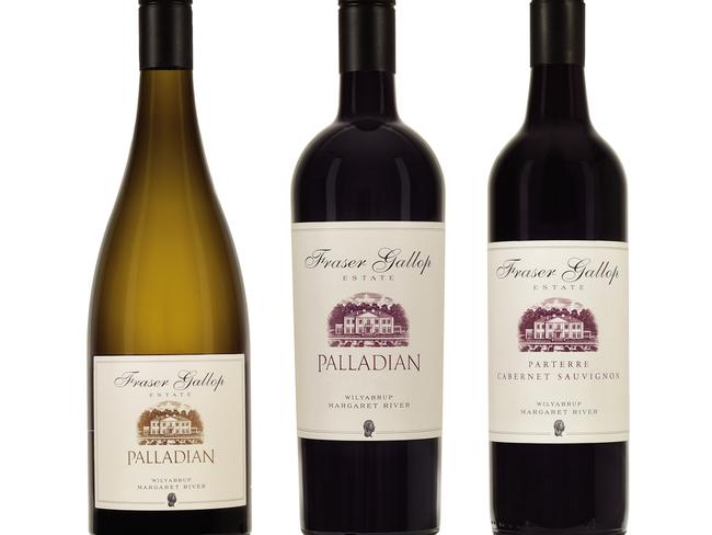 EMBARGO FOR TWAM 28 JANUARY 2023. FEE MAY APPLY.  2021 Fraser Gallop Estate Palladian Wilyabrup Margaret River Chardonnay 2019 Fraser Gallop Estate Palladian Wilyabrup Margaret River Cabernet Sauvignon. 2019 Fraser Gallop Estate Parterre Wilyabrup Margaret River Cabernet Sauvignon. Photo: Supplied