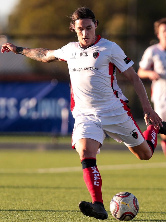 Sergio Melta medallist Liam Wooding in action for South Adelaide before his transfer back to MetroStars. Picture: Adam Butler.