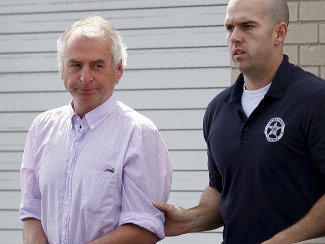 Paul Douglas Peters is led from a court in Louisville, Kentucky, after he was tracked to the US and arrested. Picture: AP