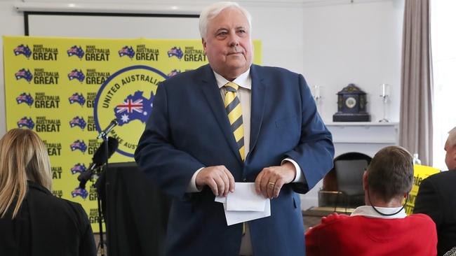 Clive Palmer in Hobart ahead of the election. Picture: NIKKI DAVIS-JONES