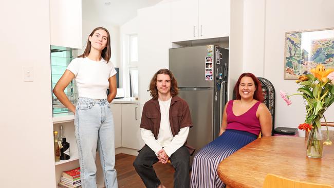 Paddington house mates Justin, Patricia and Nicola recently got slumped with a large rent rise. Picture: Tim Hunter.