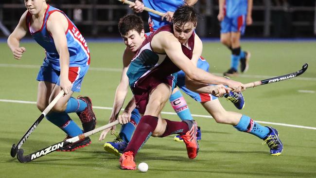 Brothers' Brayden Naess takes a shot at goal in the Cairns Hockey Association U18 Men's Grand Final between the Brothers Fury and the Cairns Saints. PICTURE: BRENDAN RADKE