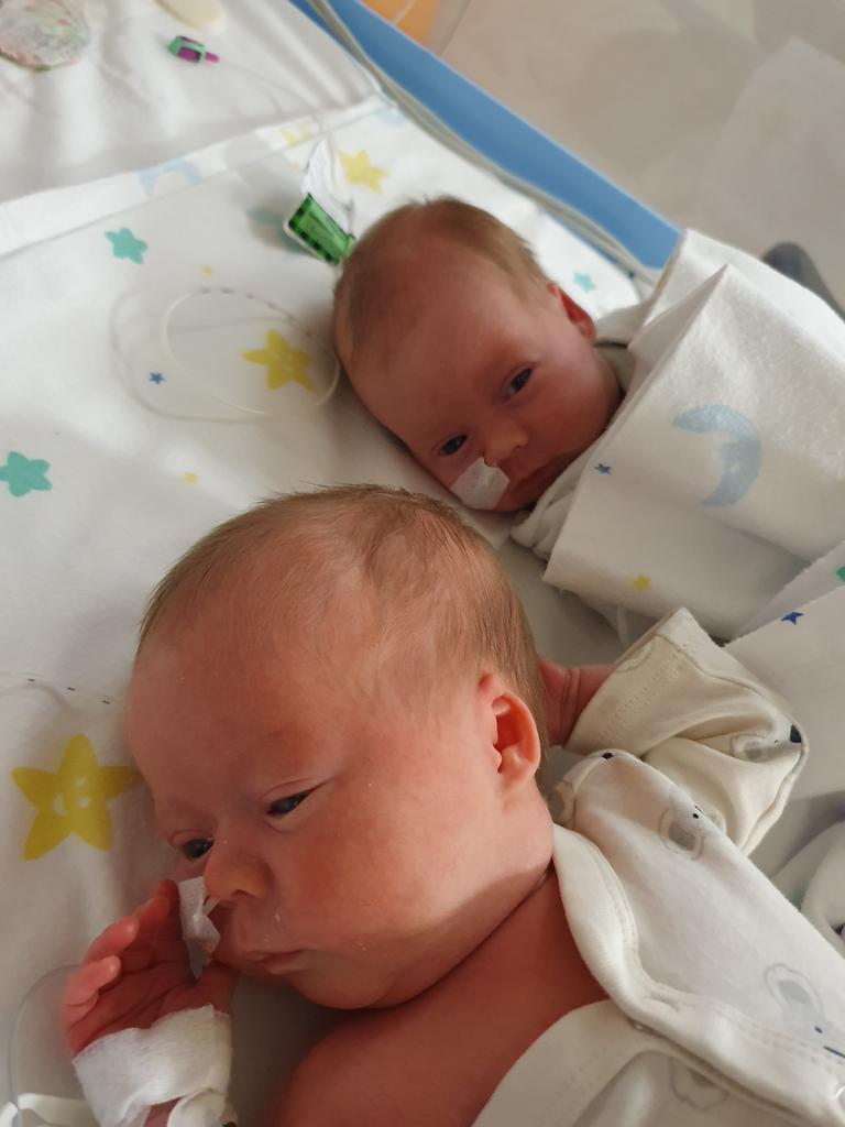 Poppy and Billie in hospital.