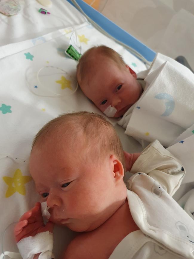 Poppy and Billie in hospital.