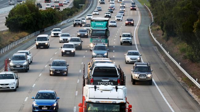 Traffic congestion near Coomera on the Pacific Motorway. Picture: Nigel Hallett.