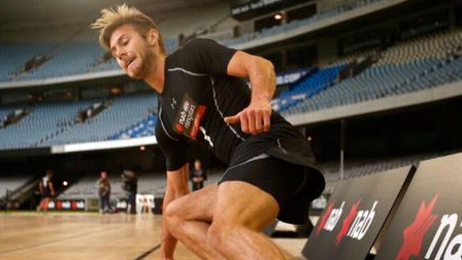 Caleb Daniel in action at the AFL Draft Combine.