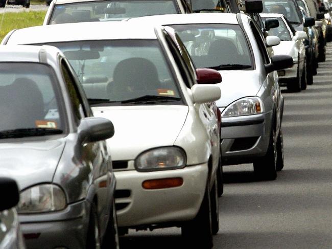 Traffic backed up near the Caloundra turnoff on the Bruce Highway. Photo: Barry Leddicoat / Sunshine Coast Daily