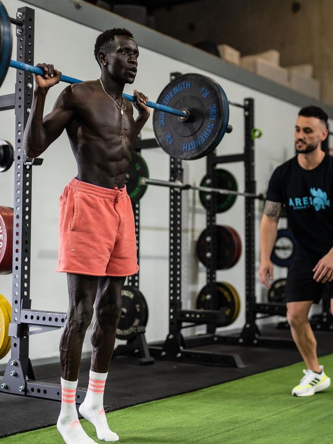 Pictures of Peter Bol recently posted to his Instagram account of a gym weights session.