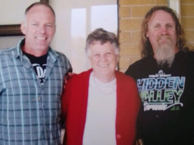 Brother Paul, mother Wilma and Noonamah crash victim Peter Desalis two weeks before Peter moved from Adelaide to Darwin in 2017. Picture: Supplied.
