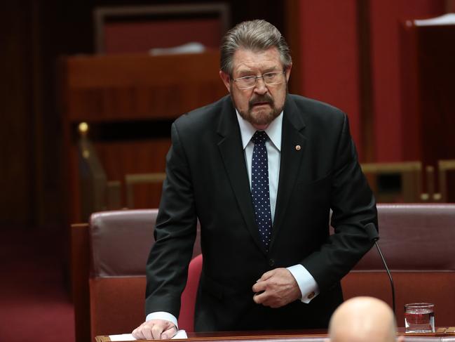 Derryn Hinch in the senate chamber. Picture Gary Ramage