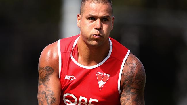 Lance Franklin returned to pre-season training early. Picture: Phil Hillyard