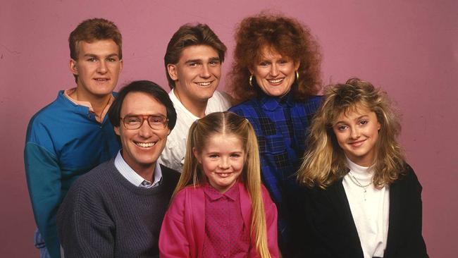 Robert Hughes (front left) and the cast of the hit Australian television show Hey Dad!