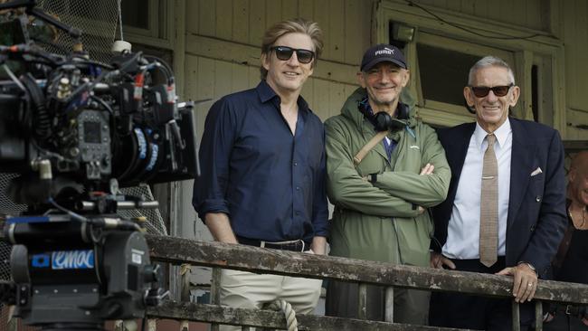 Actor and producer David Wenham, director Jonathan Teplitzky and writer Christopher Nyst on set of Spit, a sequel to the 2003 movie, Gettin' Square. Photo: Vince Valitutti