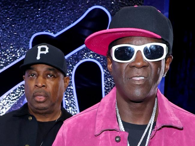 ELMONT, NEW YORK - SEPTEMBER 11: (L-R) Chuck D and Flavor Flav of Public Enemy attend the 2024 MTV Video Music Awards at UBS Arena on September 11, 2024 in Elmont, New York. (Photo by Mike Coppola/Getty Images for MTV)