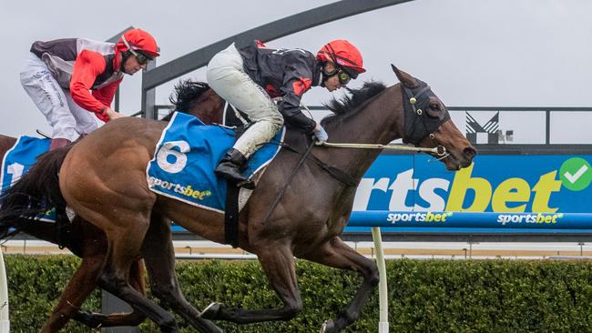 Jess Tzaferis chalked up a race-to-race double early in the card at Morphettville Parks. Picture: Makoto Kaneko