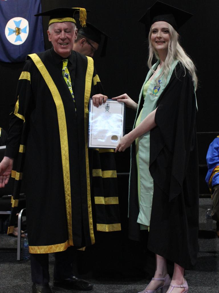 Eleisha Wilson graduated with a Bachelor of Psychological Science at the CQUniversity graduation ceremony in Bundaberg on December 14, 2023.