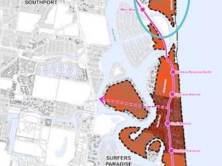 A map – presented by the Main Beach Association — showing potential future development in the suburb.