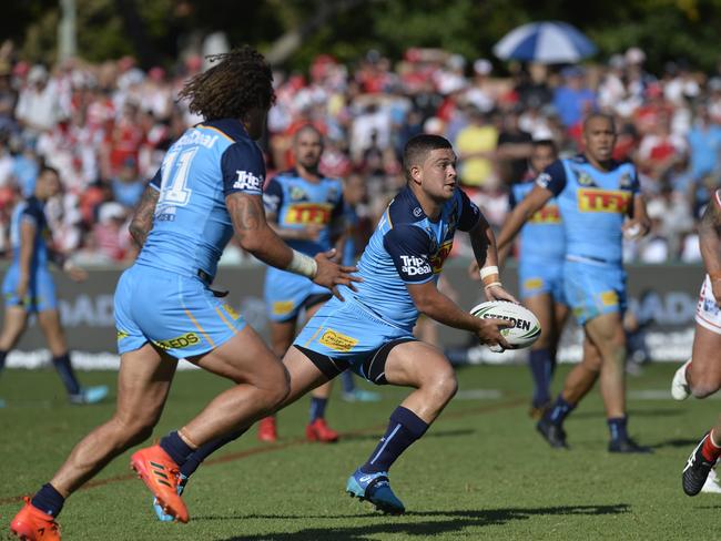 Ash Taylor of Gold Coast Titans v St George Illawarra Dragons in NRL round 3 at Clive Berghofer Stadium, Sunday, March 25, 2018.