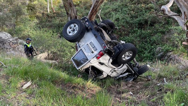 A LandCruiser and Holden Cruise have collided at Cut Hill. Picture: Gary Juleff