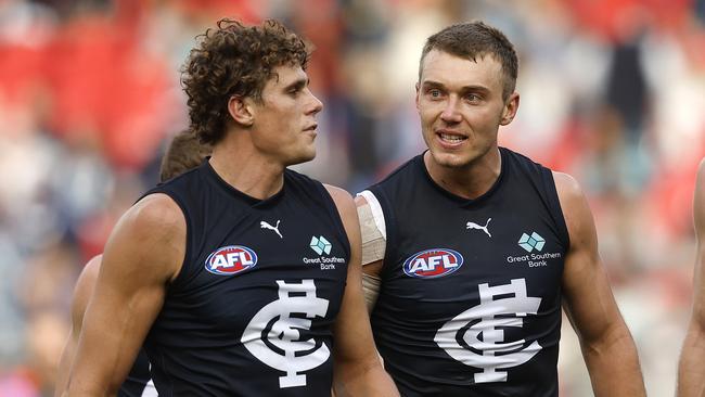 Carlton along with Brisbane and Collingwood were the only team to secure at least 80 votes across each third of the field, including Patrick Cripps’ midfield and Charlie Curnow’s forward line. Picture: Phil Hillyard